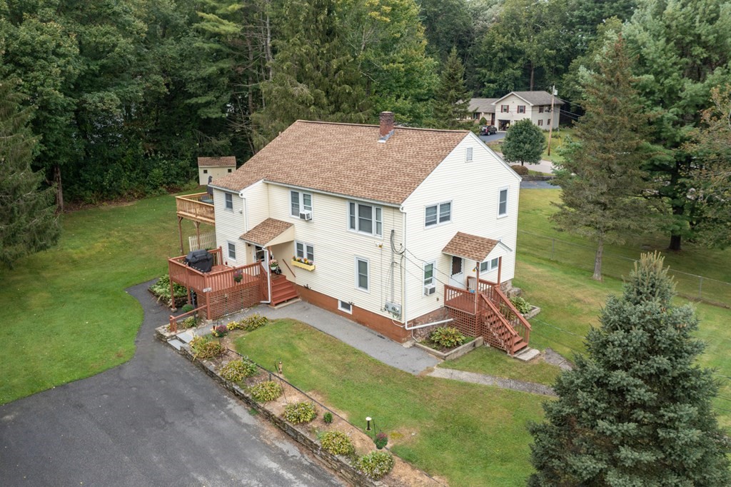 an aerial view of a house