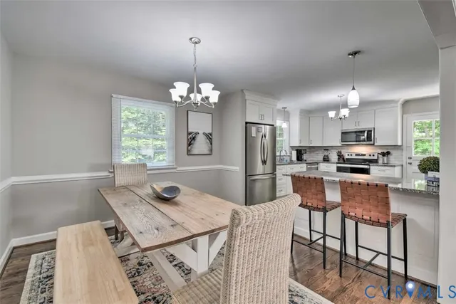 a view of a dining room and livingroom view