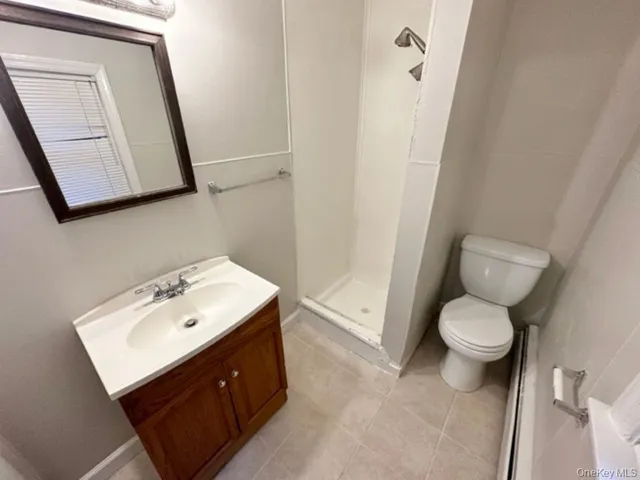 a bathroom with a sink vanity and a toilet