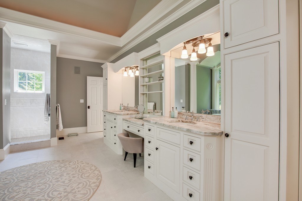 16 B Laurel Hollow Road Boxford, MA 01921 - Photo 15 of 39 a spacious bathroom with a granite countertop sink mirror and a shower