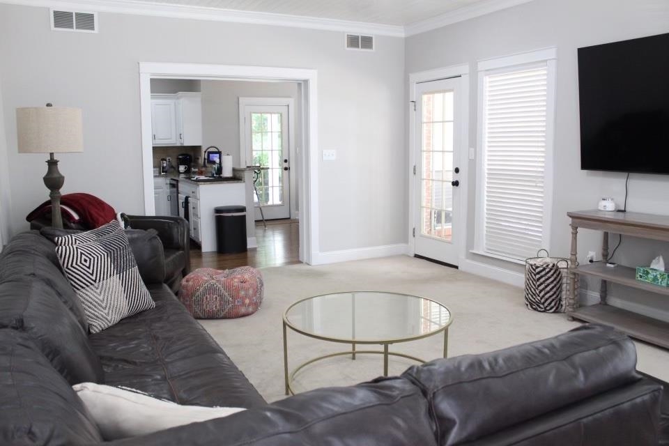 440 Stewart Road Eads, TN 38028 - Photo 5 of 25 Carpeted living room featuring crown molding and sink