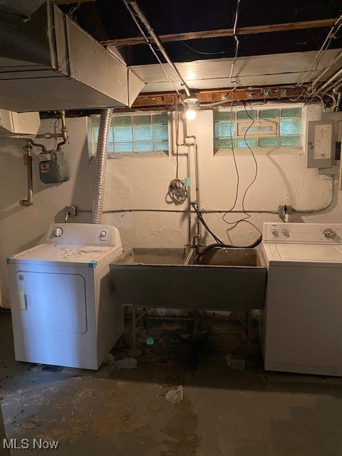 4016 Colony Road Cleveland, OH 44121 - Photo 14 of 16 Washroom with electric panel, sink, and washer / clothes dryer