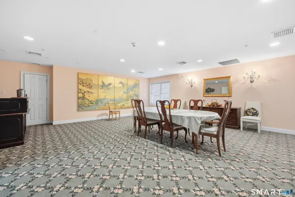 a view of a dining area with furniture