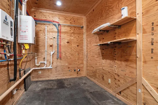 a view of a bathroom with shower