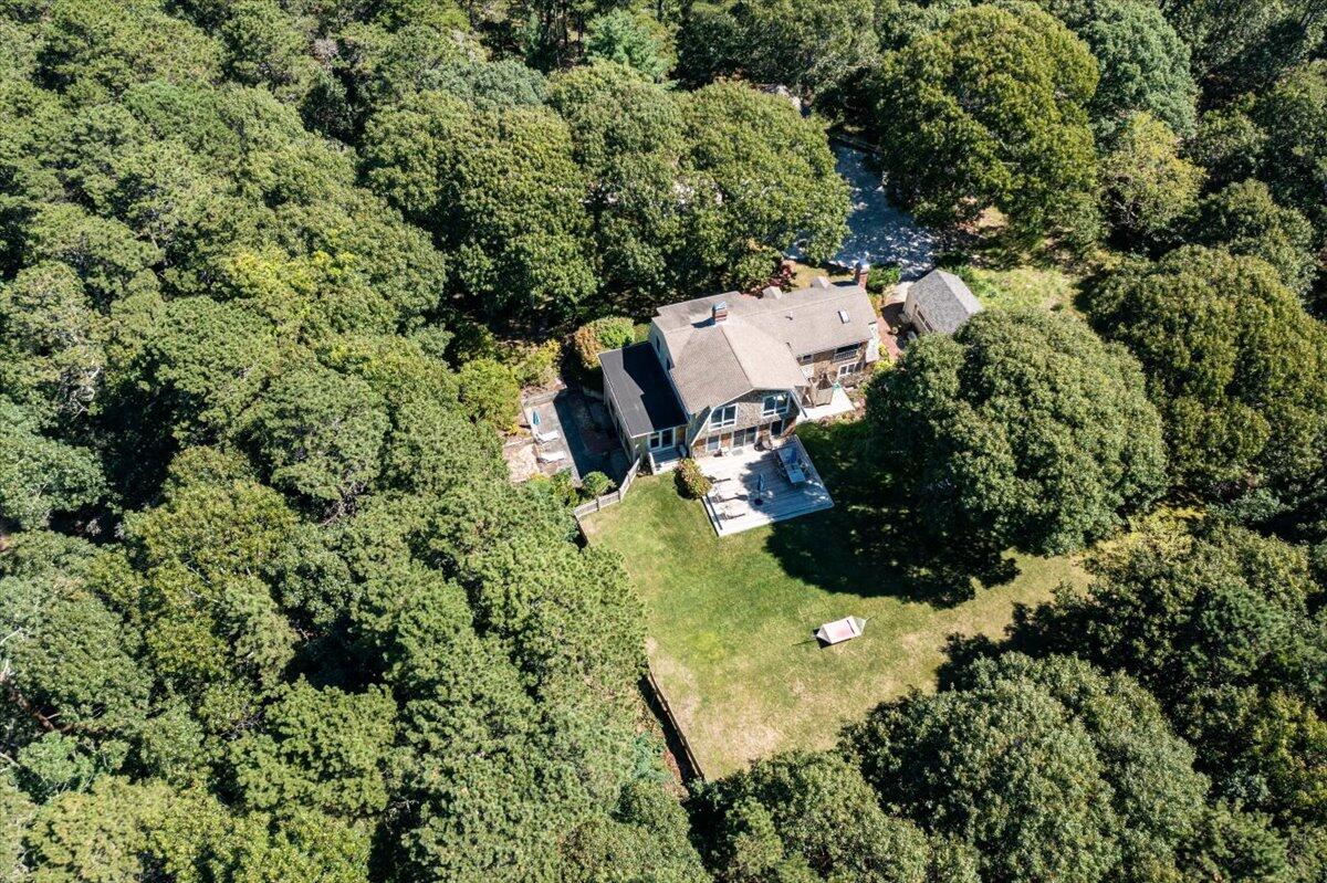 60 Pleasant Point Road Wellfleet, MA 02667 - Photo 11 of 58 an aerial view of residential house with outdoor space and trees all around