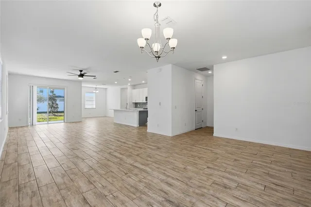 a view of a livingroom with a chandelier