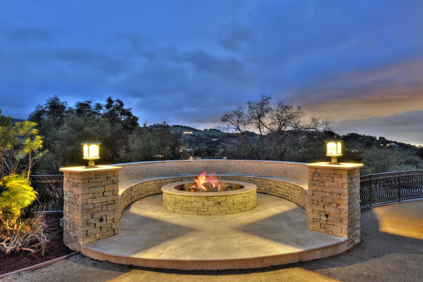 14000 Pike Road Saratoga, CA 95070 - Photo 40 of 48 a view of a swimming pool with a table and chairs a fire pit