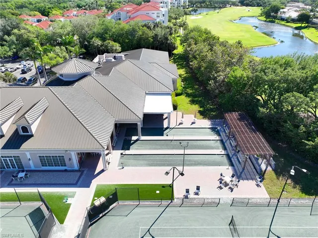 an aerial view of a house with a garden