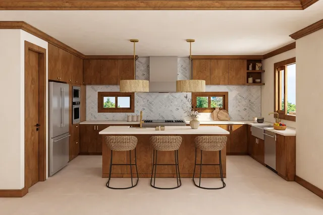 a kitchen with stainless steel appliances granite countertop a sink and a refrigerator