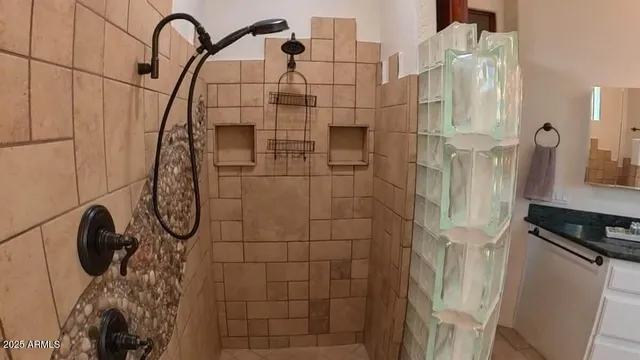 a bathroom with a shower