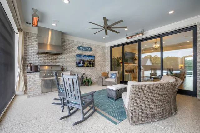 a living room with furniture