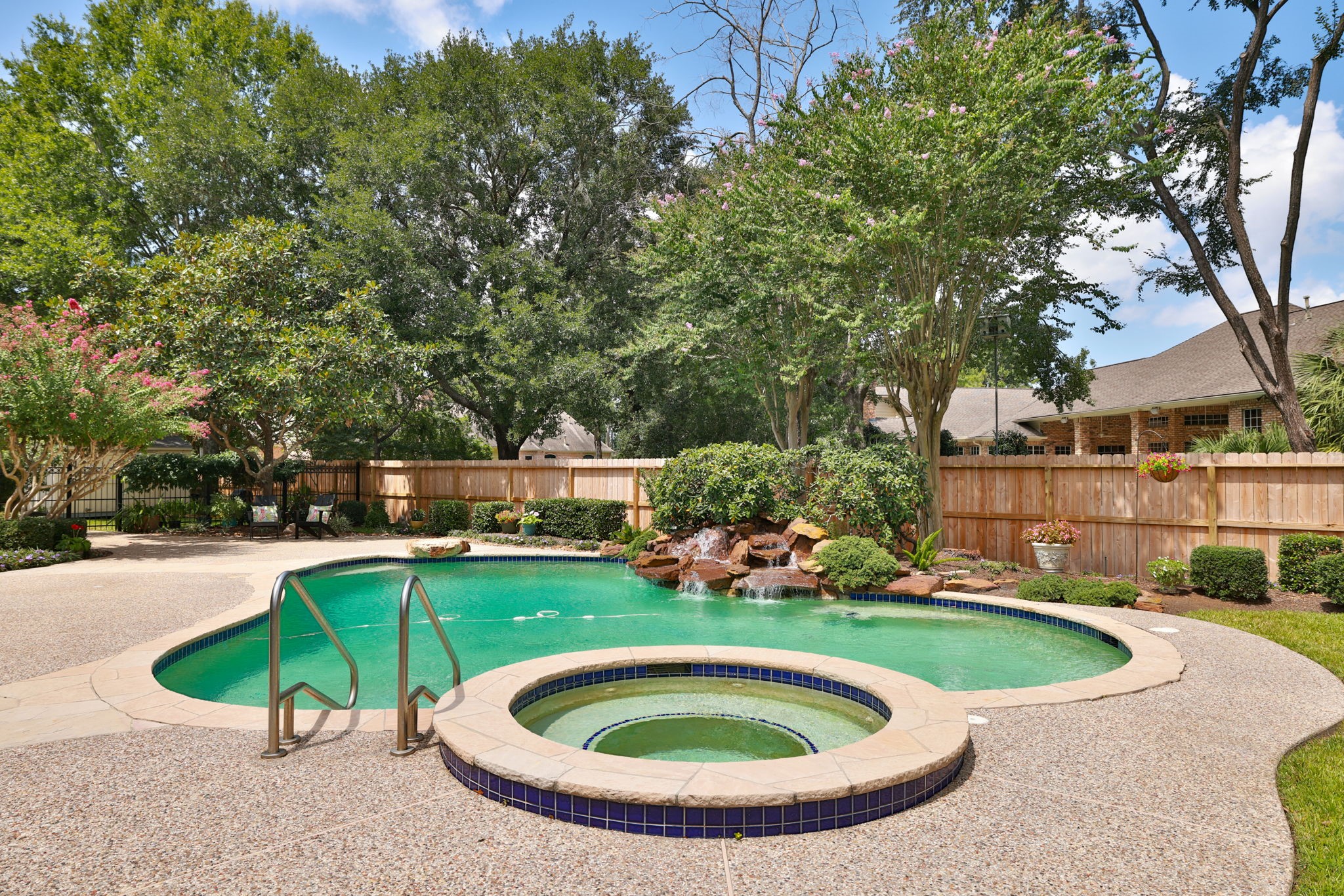 6610 Radley Drive Spring, TX 77379 - Photo 36 of 50 Salt water pool, heated spa w/water fall.