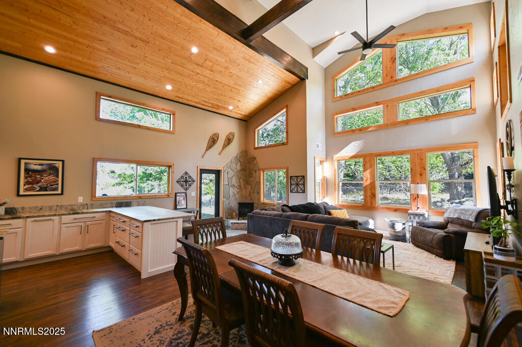 1147 Autumn Hills Road Gardnerville, NV 89460 - Photo 22 of 53 a view of a dining room with furniture window and outside view