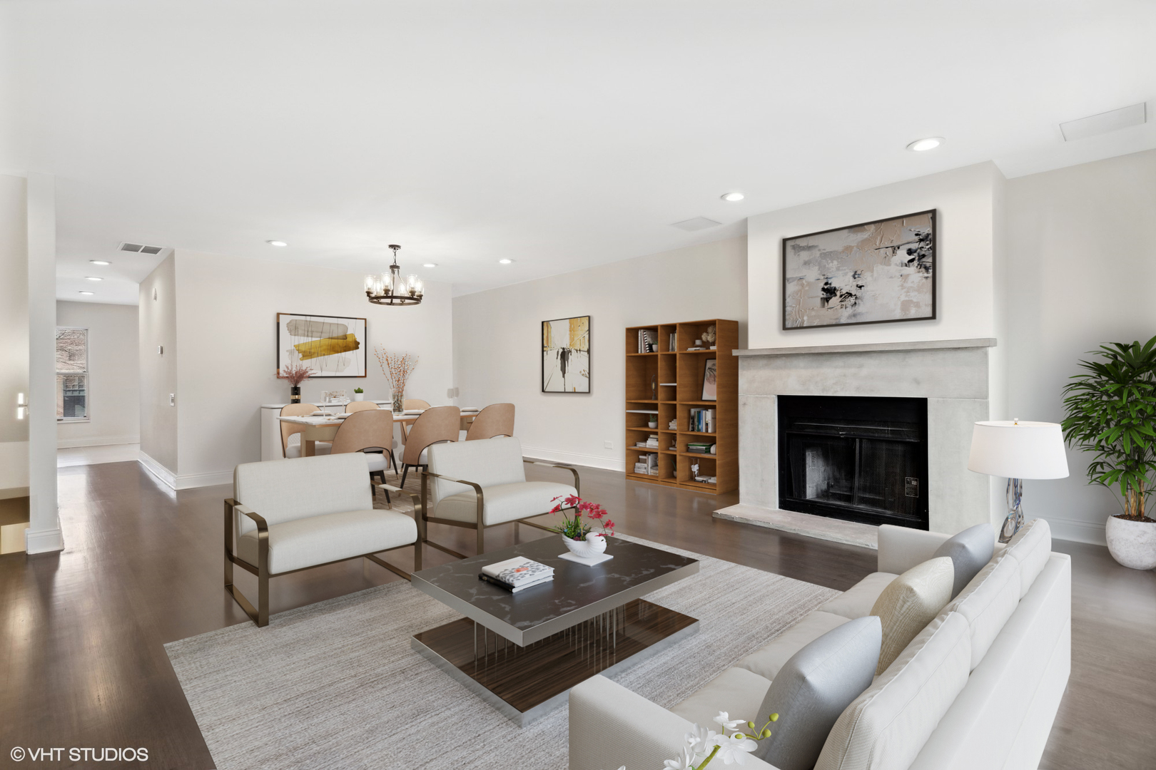 641 West Willow Street, Unit 117 Chicago, IL 60614 - Photo 6 of 44 a living room with furniture and a fireplace