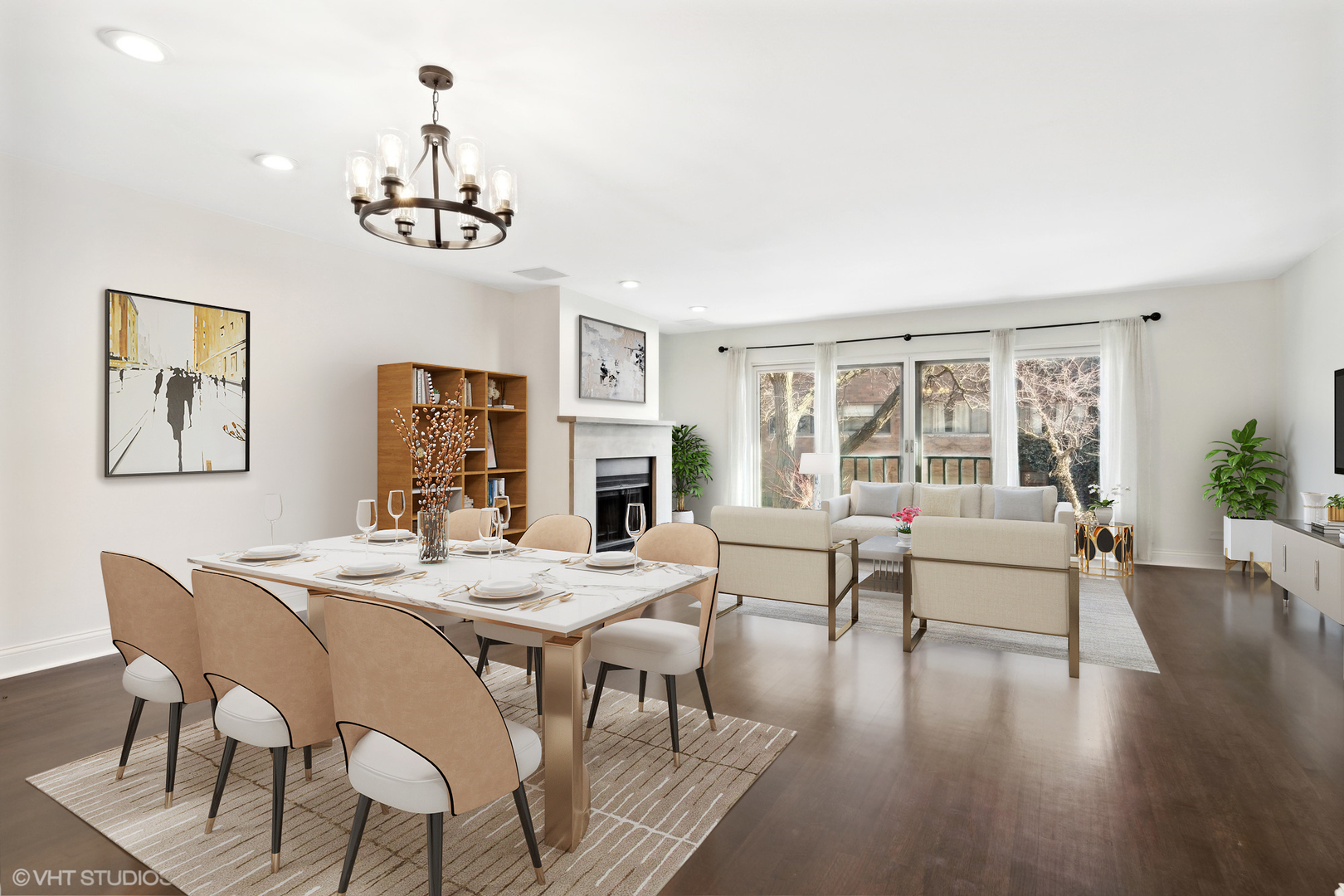641 West Willow Street, Unit 117 Chicago, IL 60614 - Photo 7 of 44 a view of a dining room with furniture window and wooden floor