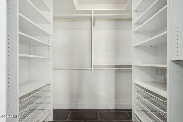 a view of an empty walk in closet