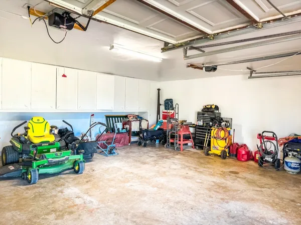 a view of a garage with stuff