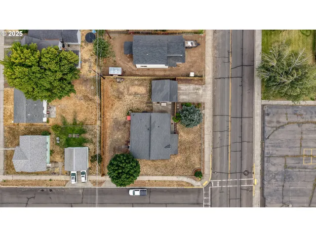 an aerial view of a house