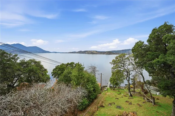 a view of a lake with a city