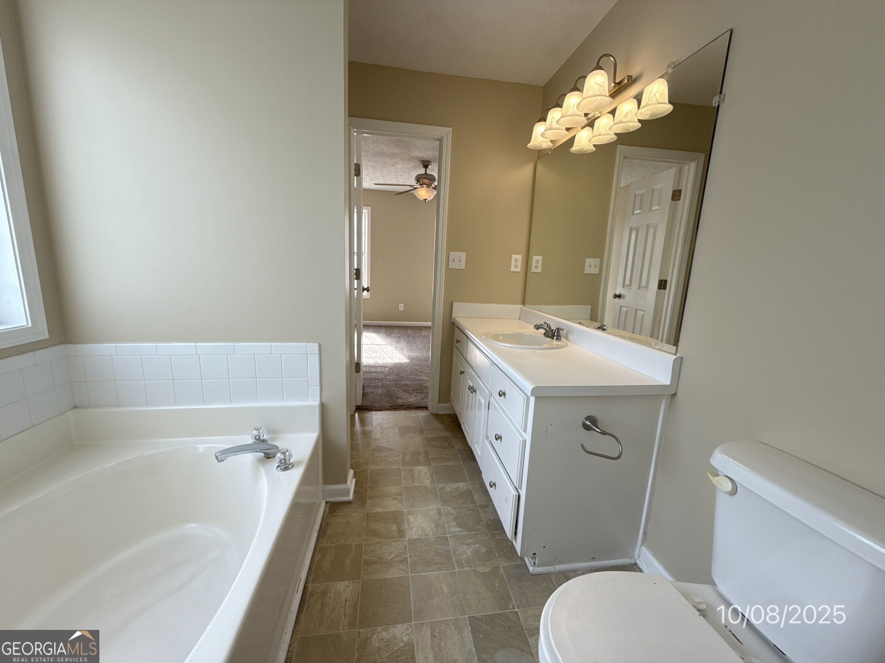 124 Waters Edge Drive Locust Grove, GA 30248 - Photo 10 of 13 a bathroom with a sink a toilet a mirror and bathtub
