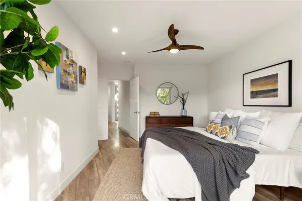 a view of a hallway with a white walls