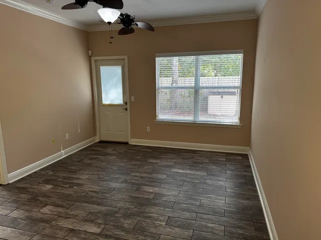 an empty room with windows