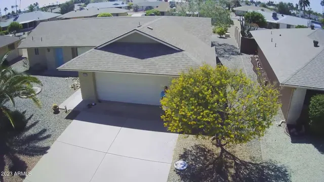 an aerial view of a house