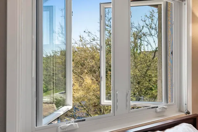 a view of a window and a living room