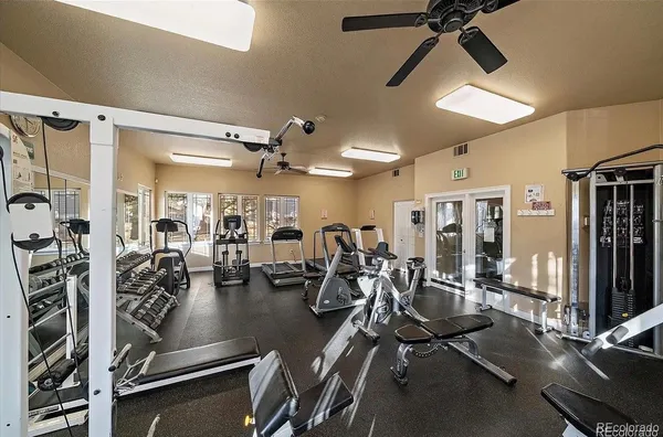 a view of a room with gym equipment