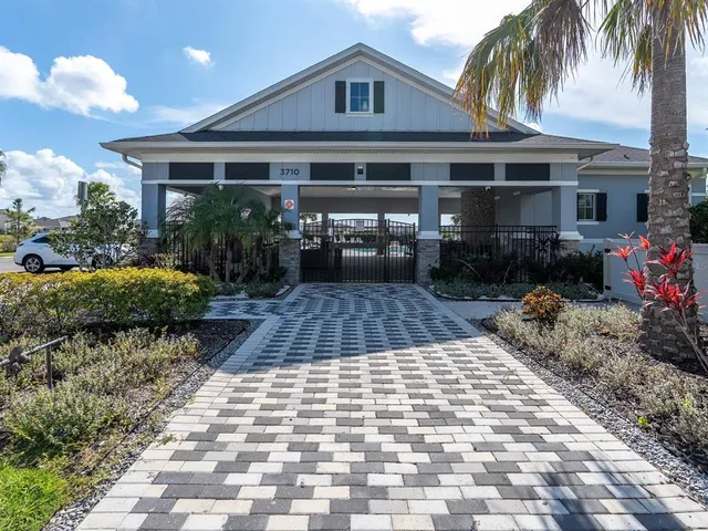 a view of a swimming pool with a lake view