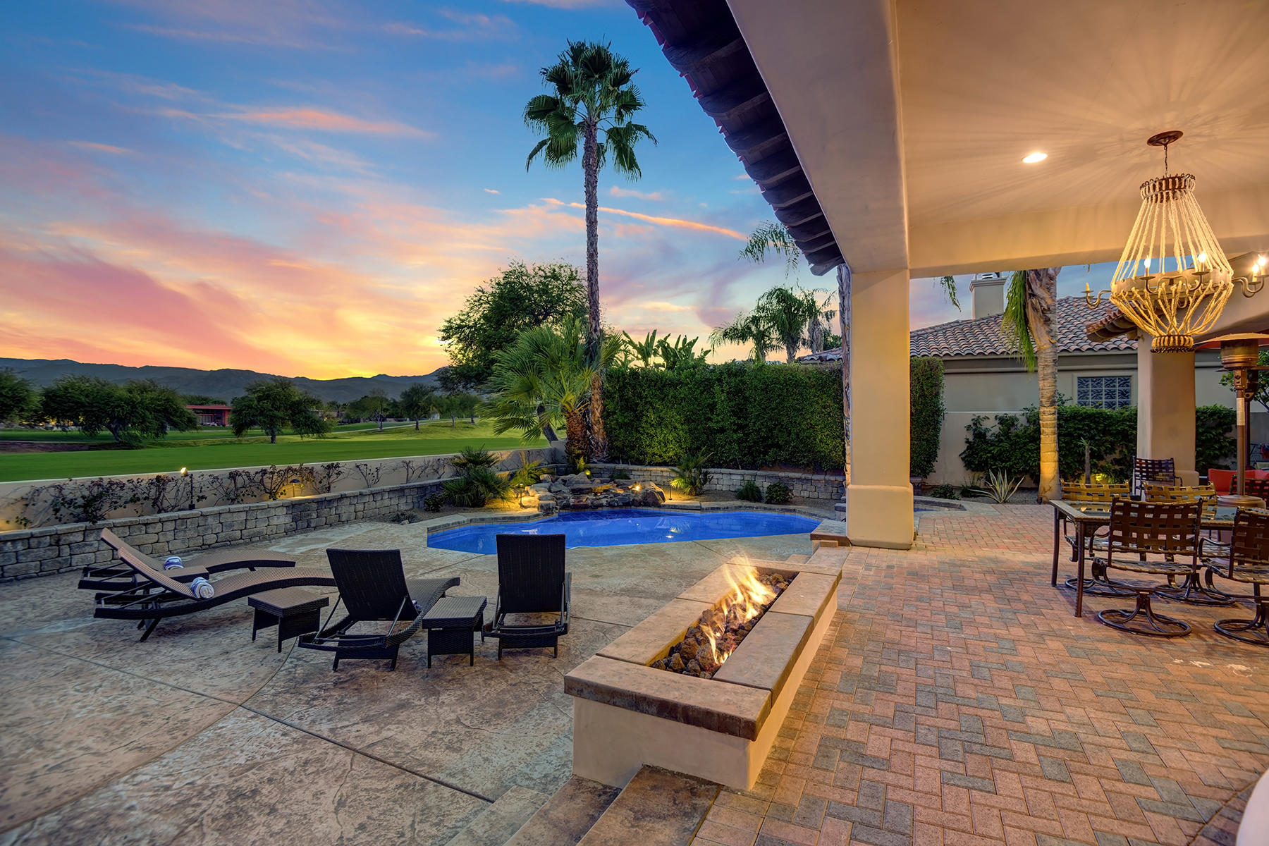 FIRE PIT TO POOL AND VIEW DUSK MLS