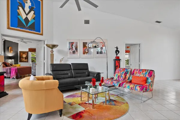 a living room with furniture and a couch