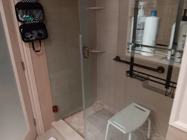 a bathroom with a shower