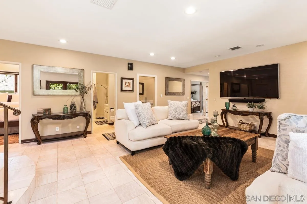 2070 De Mayo Road Del Mar, CA 92014 - Photo 32 of 43 a living room with furniture and a flat screen tv