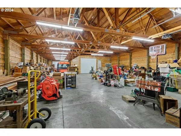a view of lake with green space