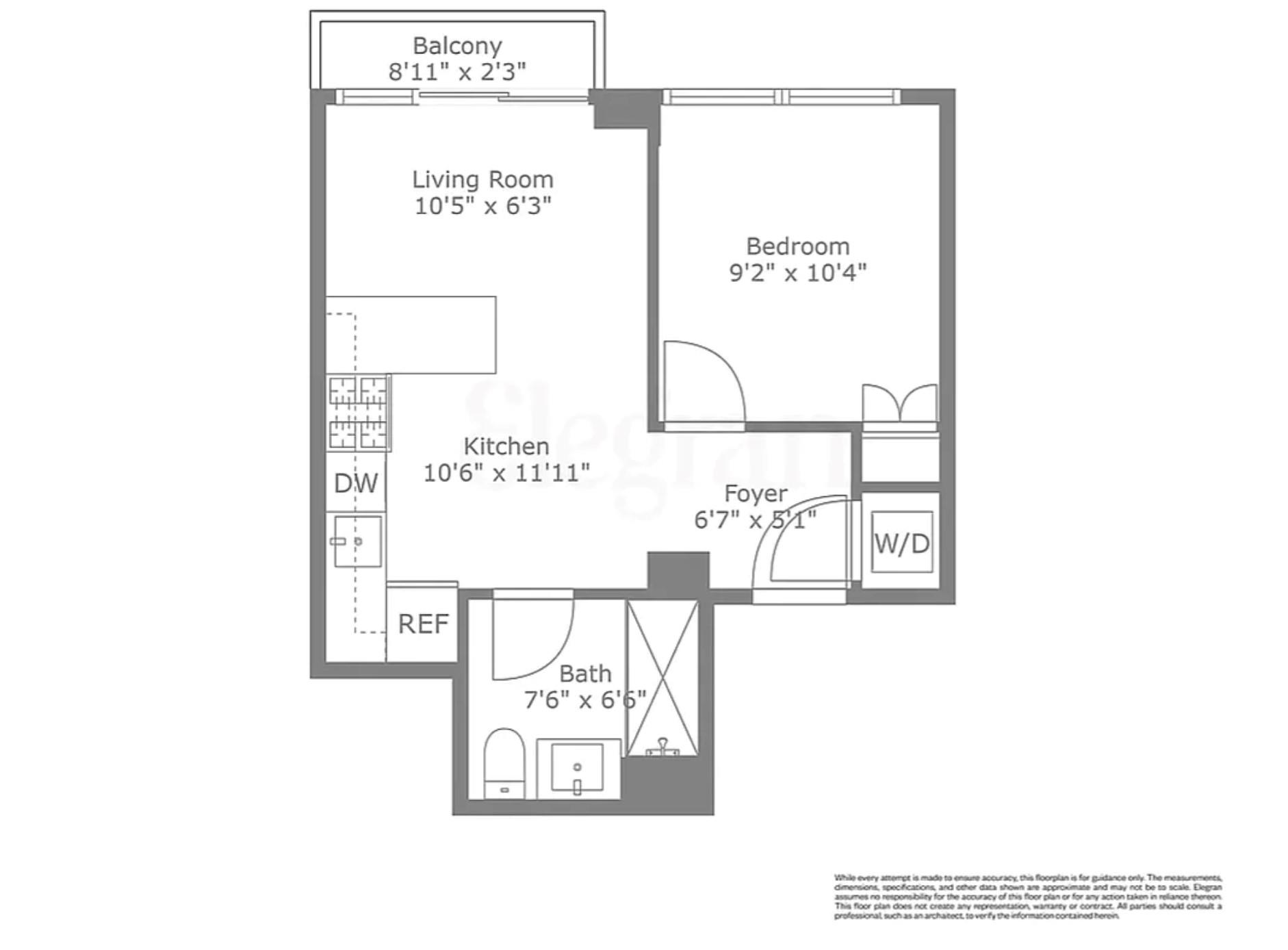 42-62 Hunter Street, Unit 4B Queens, NY 11101 - Photo 6 of 6 a picture of a wall with a bench