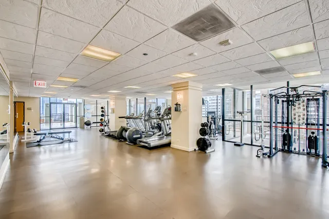 a view of a room with gym equipment
