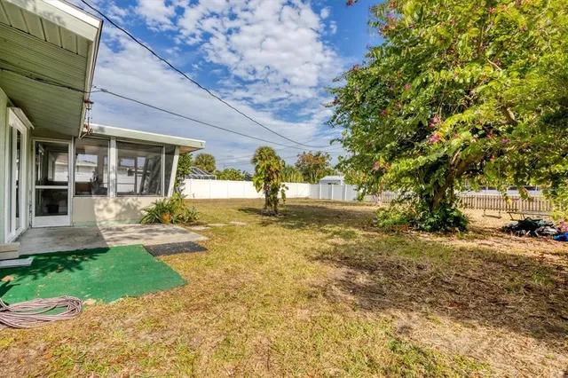 a view of yard from deck