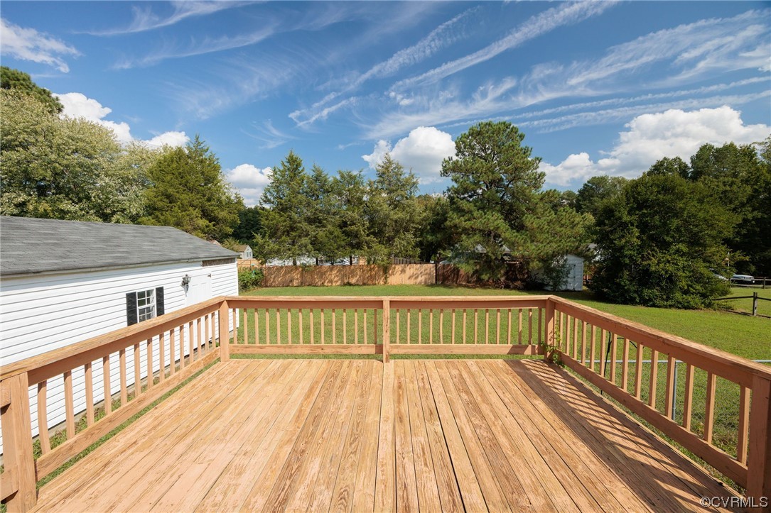4841 Wilconna Road Chesterfield, VA 23832 - Photo 27 of 34 a view of a wooden deck with large trees