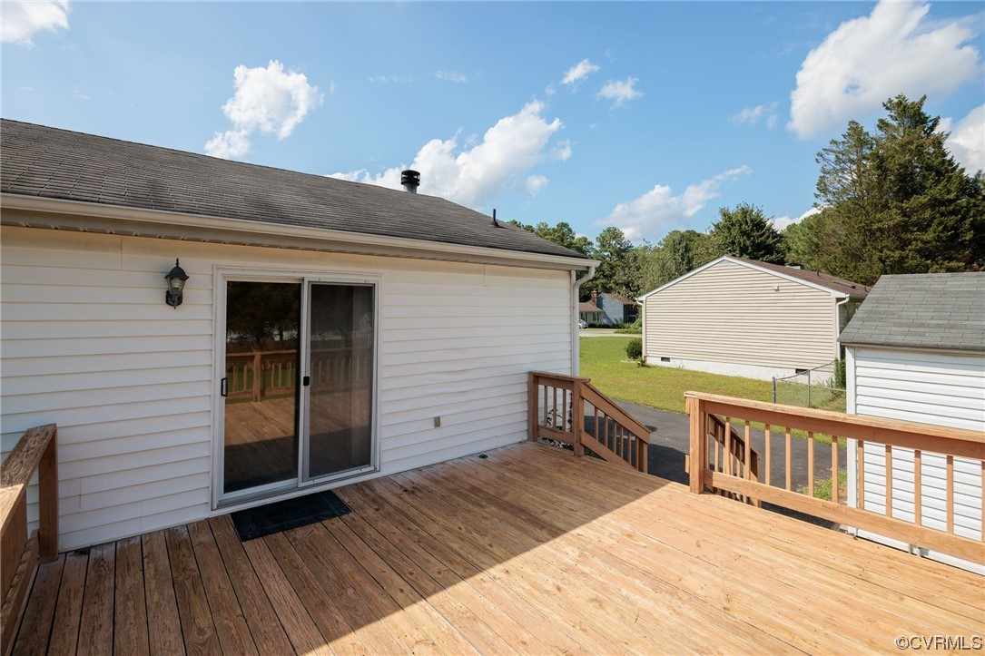 4841 Wilconna Road Chesterfield, VA 23832 - Photo 29 of 34 a view of a wooden deck and a backyard