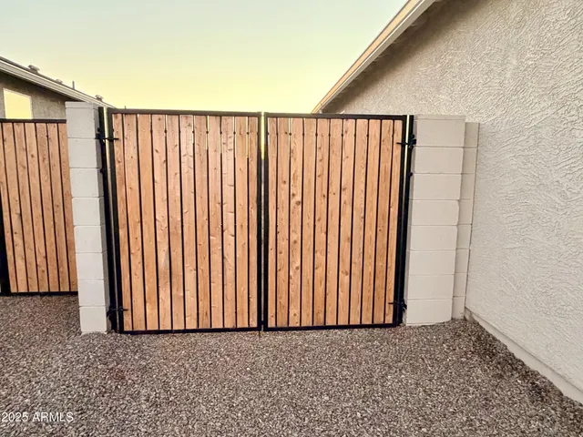 a view of a wooden door