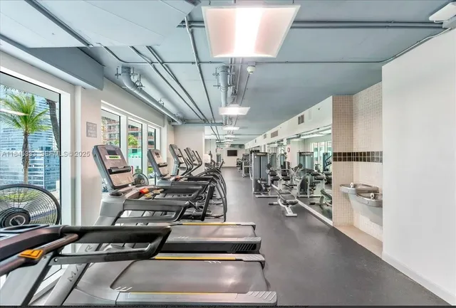 a view of a room with gym equipment