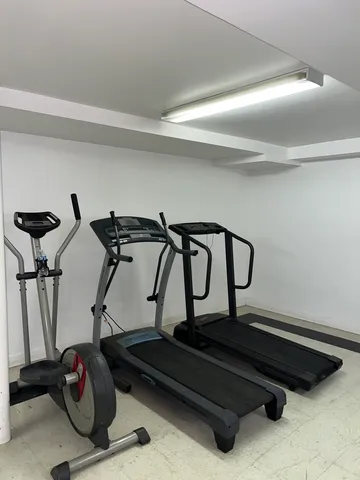 a room with gym equipment