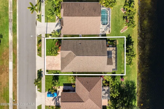 an aerial view of swimming pool