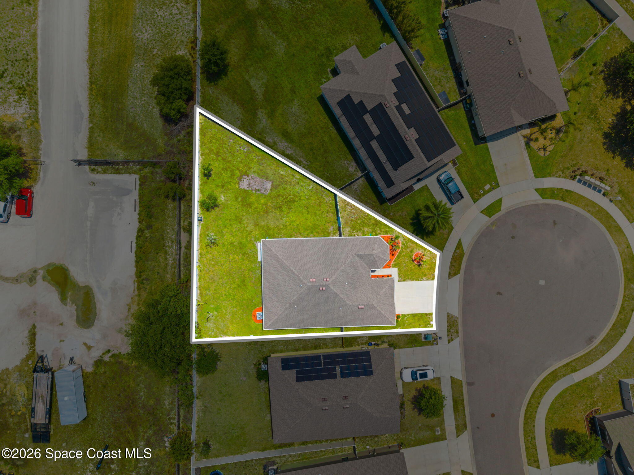 3518 Loggerhead Lane Mims, FL 32754 - Photo 24 of 35 33-Aerial-Property-Lot-Boundary-Outlined