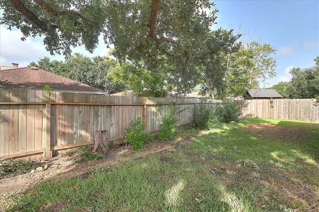a garden view with a backyard space