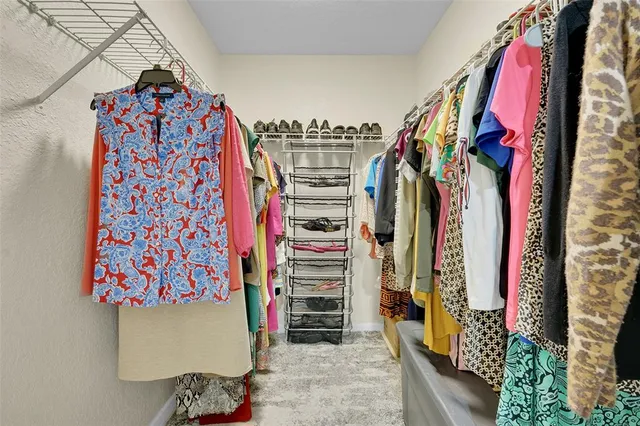 a view of a closet with storage