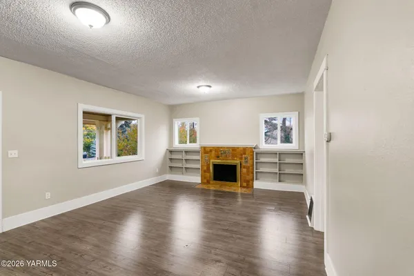 a view of small space with wooden floor