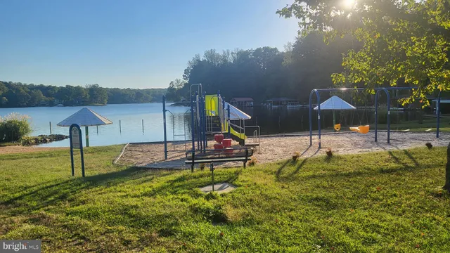 a view of a garden with a slide
