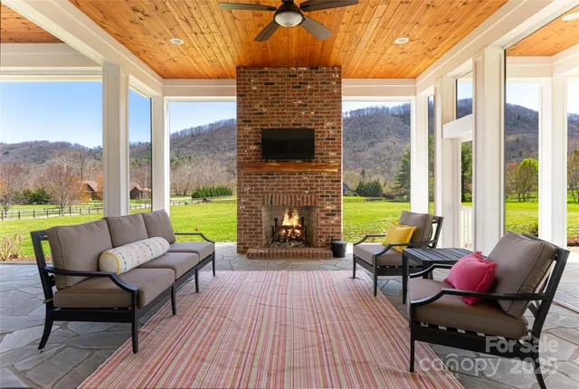 a building outdoor space with patio furniture